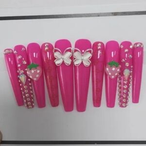 Pink Press on Nails Handmade